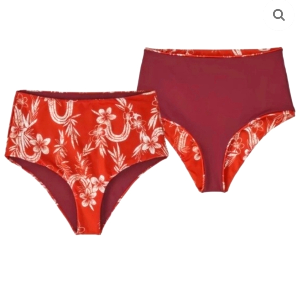 Patagonia Womens Sumac Red and Maroon Swim Bottoms Reversible Sunrise Slider Sm